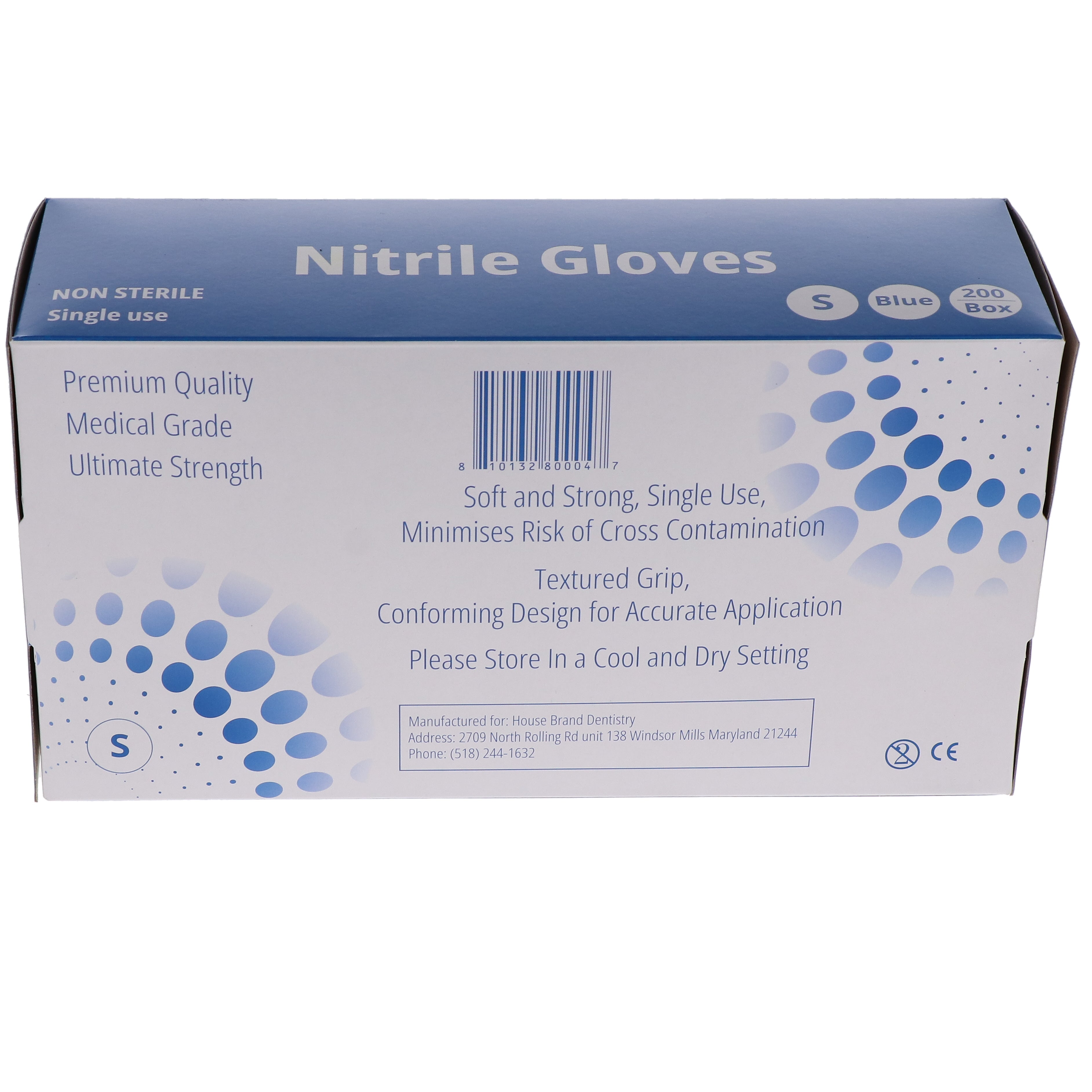 House Brand Dentistry 119201 Nitrile Exam Gloves Small Latex Free 200/Bx House Brand Dentistry 119201 Nitrile Exam Gloves Small Latex Free 200/Bx